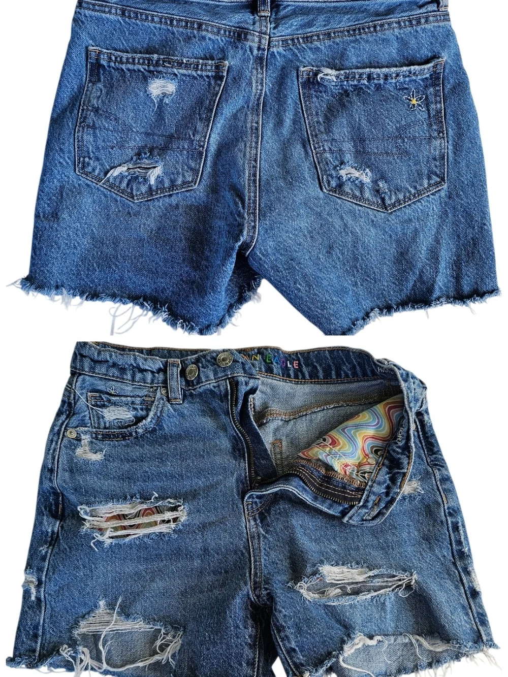 American Eagle Denim Shorts Lot Size 4 Distressed Mom Baggy